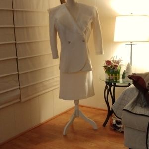 NWOT  2 Piece Polyester Ivory Skirt Suit